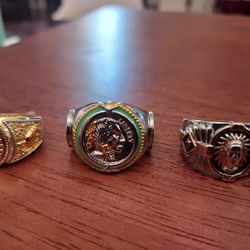 3 Gold Plated Indian Head Rings  Size 11