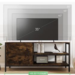 Farmhouse TV Stand for TVs up to 50 Inches, Living Room Entertainment Center for Flat/Curved Screen, 43 Inches, Brown