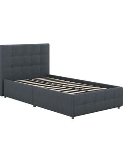 Twin bed frame with storage drawers