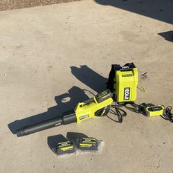 RYOBI 40V HP Brushless Whisper Series 190 MPH 730 CFM Leaf Blower and Backpack Battery w/ (2) 6.0 Ah Batteries & Charger