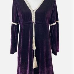 Women's Rancho Estancia Purple Velvet Boho Dress Size M