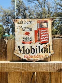 Porcelain Advertising Sign MobileOil 12 In