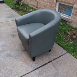 Faux Leather Barrel Accent Chair