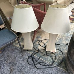 Pair of Lamps With Shades And Outlets 2 Each 