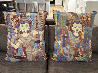 Handmade Indonesian Embroidered Throw Pillows – $20 Each / $40 for Pair