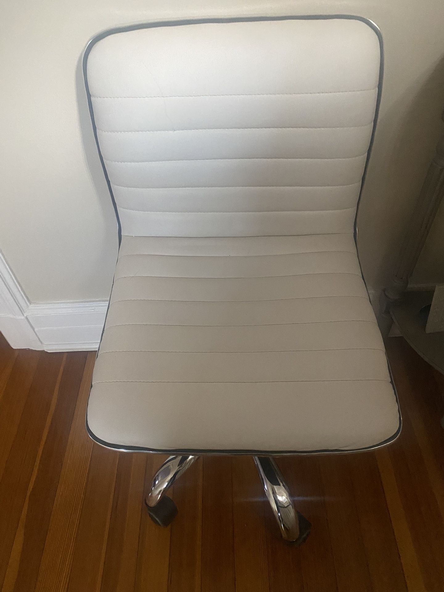 White Faux Leather Desk Chair