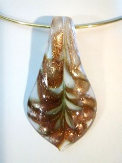 Art Glass Golden Pendant with wire Choker