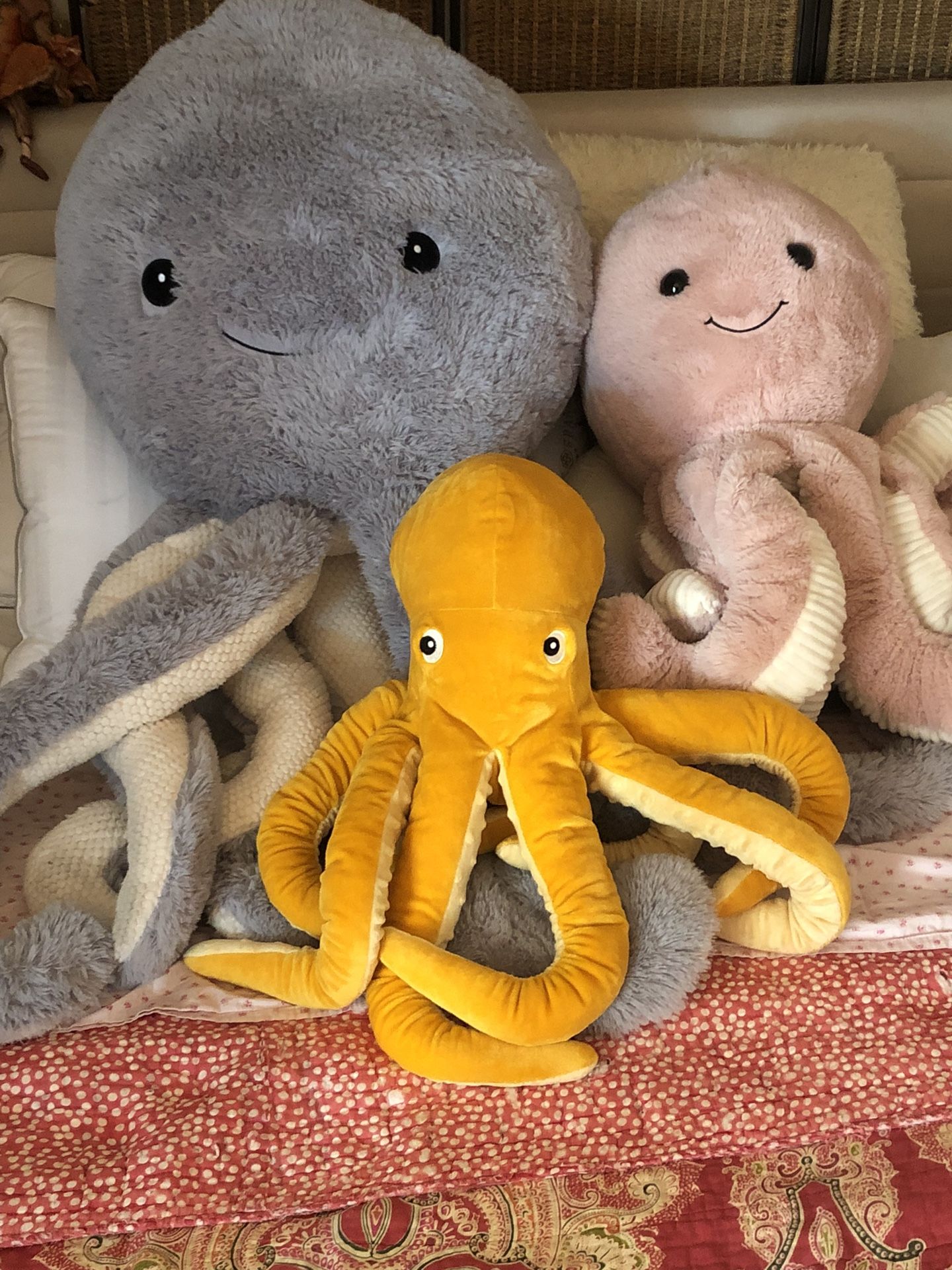 Set Of 4 Plush Octopus Vary In Size