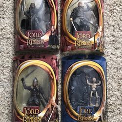 Lord of the Rings LOTR lot - Aragorn / Legolas / Eomer / Gollum action figures NIB