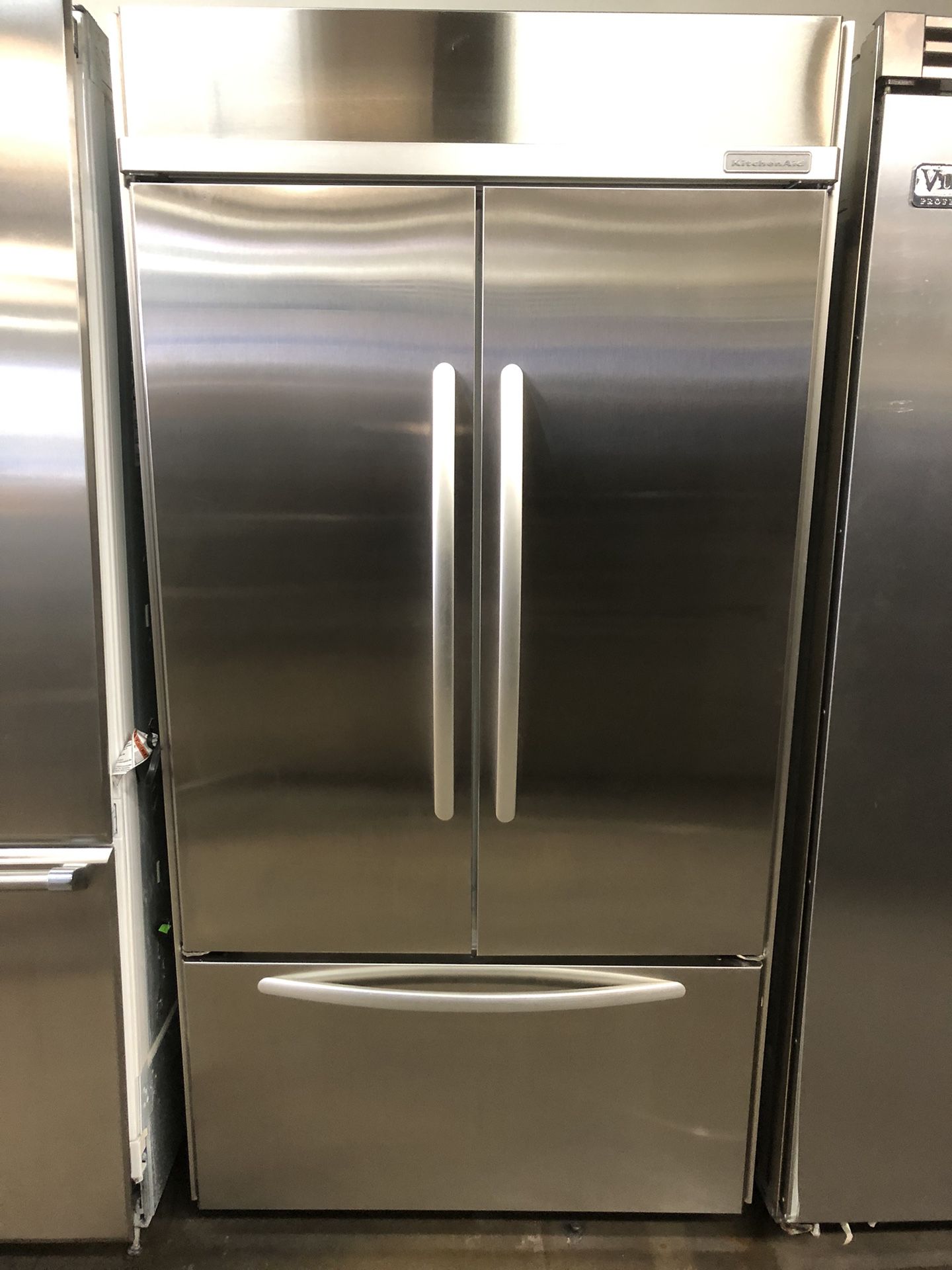 Kitchen Aid 42”Wide Built In Stainless Steel French Style Refrigerator 