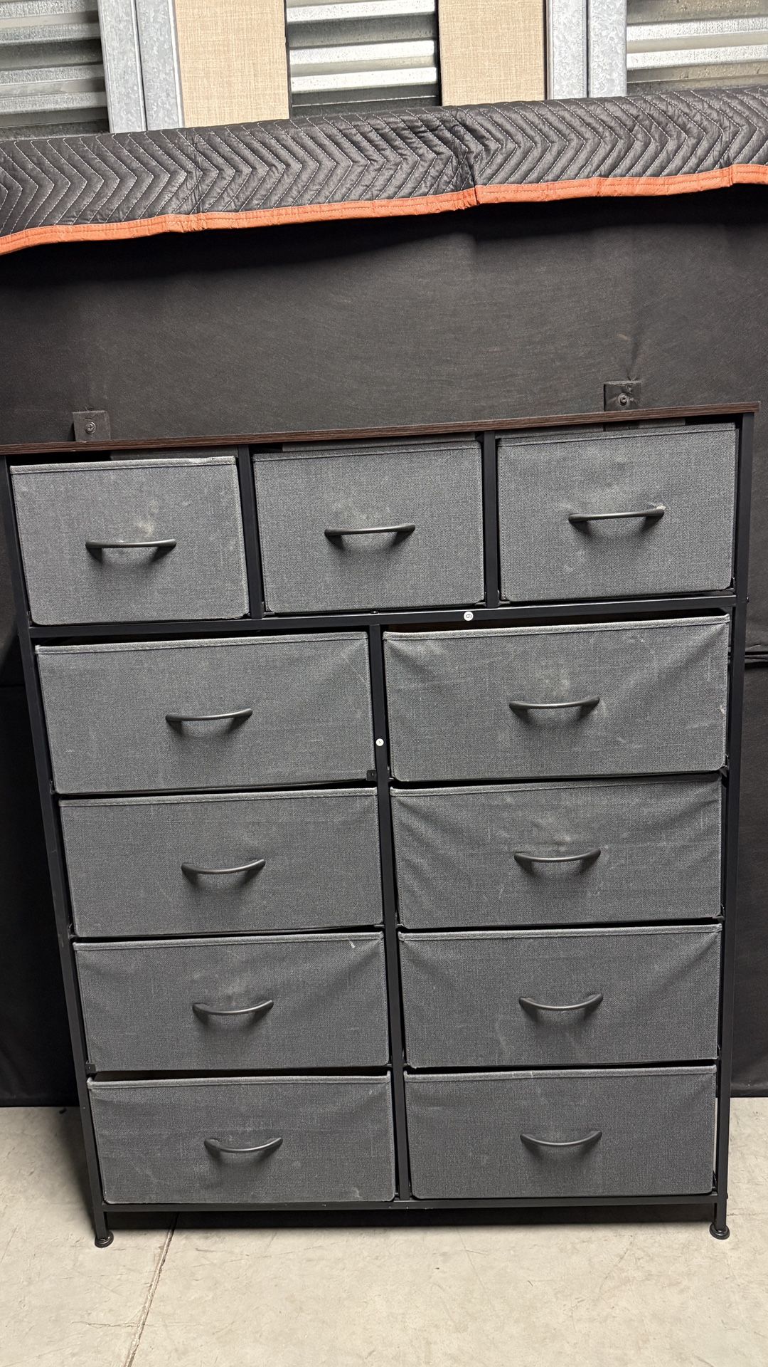 10-Drawer Fabric Storage Dresser Organizer Chest with Wood Top – Preowned