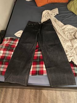 INDIGO RAW SELVEDGE WIDE LEG DENIM