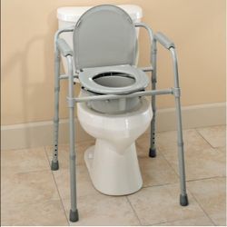 ❣️ Gray Portable Toilet Bedside Commode Chair