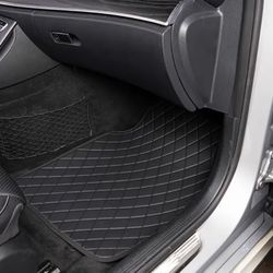 4pcs Universal Black Leather Car Floor Mats For Most Cars, Heavy-duty, Easy To Clean Car Floor Mats