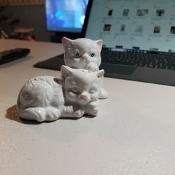 Porcelain Cat Salt  and Pepper Shakers 