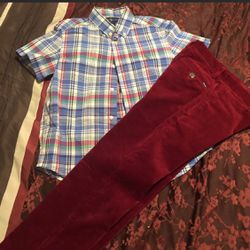 Ralph Lauren Size 6 Button Down Shirt & Corduroy Pants For Boys