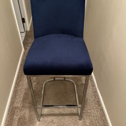 Blue Velvet Stool