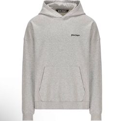 Palm Angels Embroidered Logo Grey Hoodie