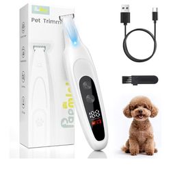 Ultra-Sharp Dog/cat Paw Trimmer with LED Light, No-Pull 35dB Low Noise Paw Trimmers for Dog's Feet, 2 Speed