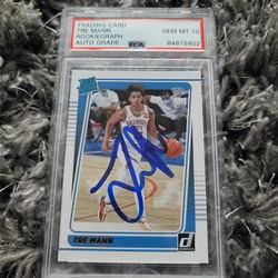 Tre Mann Signed 2021-22 Panini Donruss Choice Rated RC #218 RARE Psa Rookiegraph GEM MT 10 AUTO