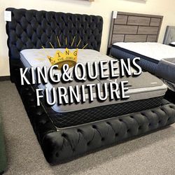 New King Bed Frame With Mattress 