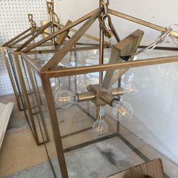 3 Brushed Gold Light Fixture Chandeliers