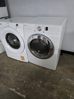 LG front load heavy duty large capacity washer and dryer.