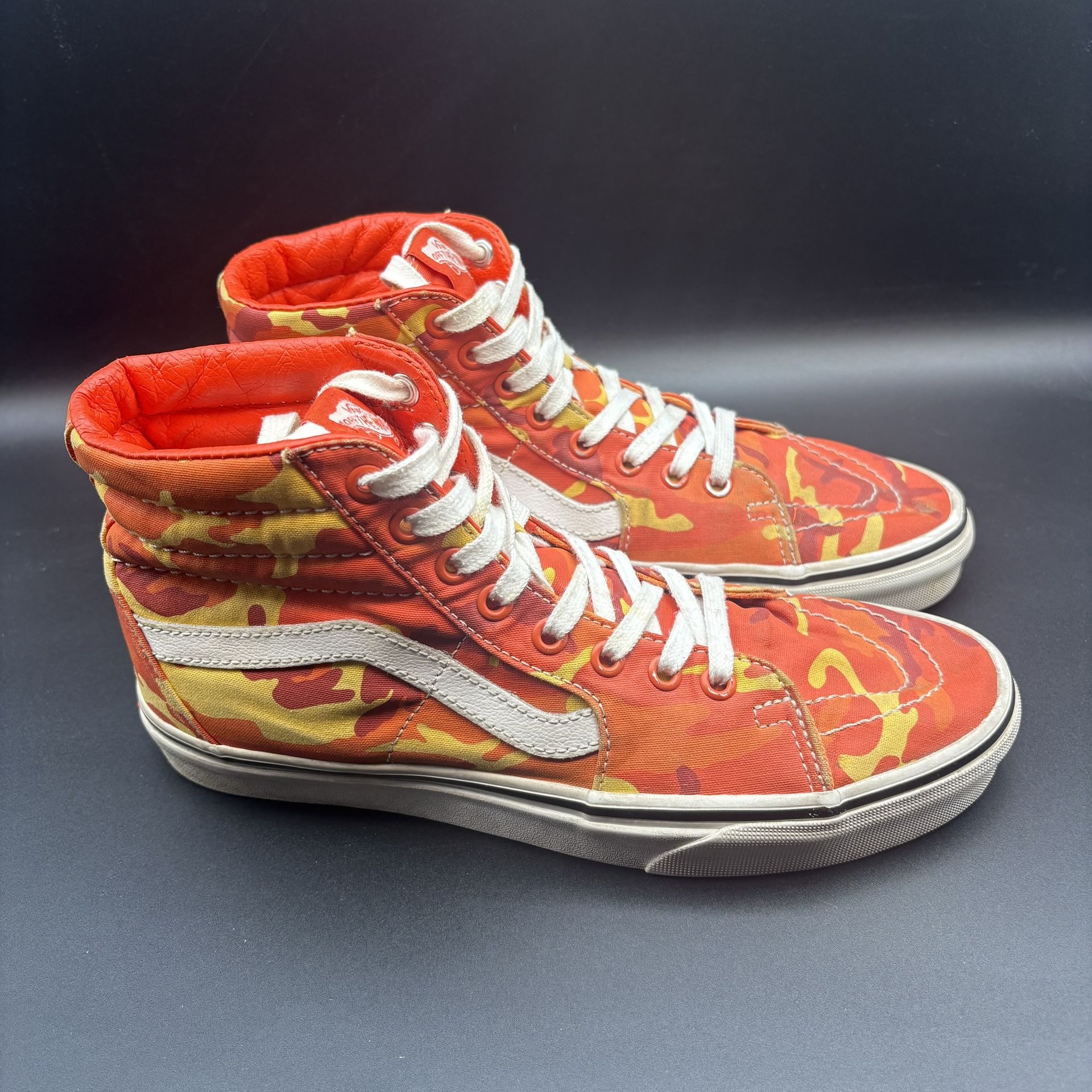 Vans Orange and yellow camouflage high-top sneakers, Men’s Size 7.5, Women’s 9