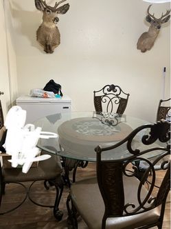 Iron glass kitchen table