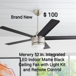 Brand New Mervy 52 Ceiling Fan Integraded Led And Remote Control 