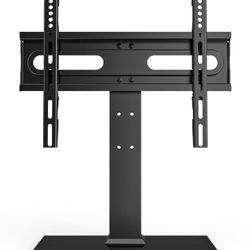 Universal TV Stand - Table Top TV Stand for 27-60 inch LCD LED TVs - 9 Level Height Adjustable TV Base Stand with Tempered Glass Base
