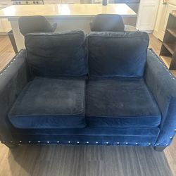 Blue Suede Loveseat 