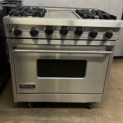 VIKING 36”WIDE DUAL FUEL RANGE STOVE STAINLESS STEEL 