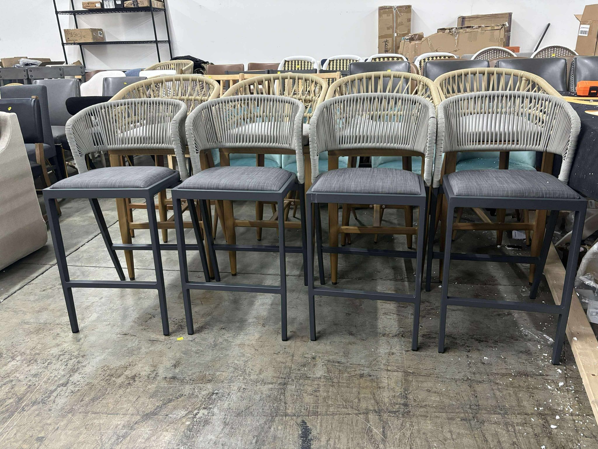 PURPLE LEAF Counter Height Bar Stool Set of 4 Patio Bar Stools Modern Bar Height Stools Wicker Bar Height Chairs (small scratch)