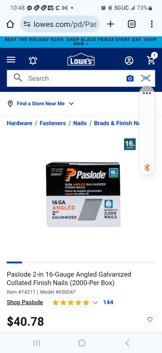 Multiple New Boxes Of PASALODE 15ga,16GA, 18ga Finish Nails..