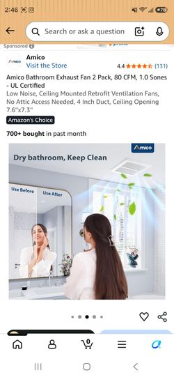 Bathroom Exhaust Fan 2 Pack,