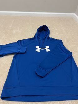 Under Armour Men’s XXL 2XL Blue Big Logo Fleece Pullover Hoodie Loose Fit