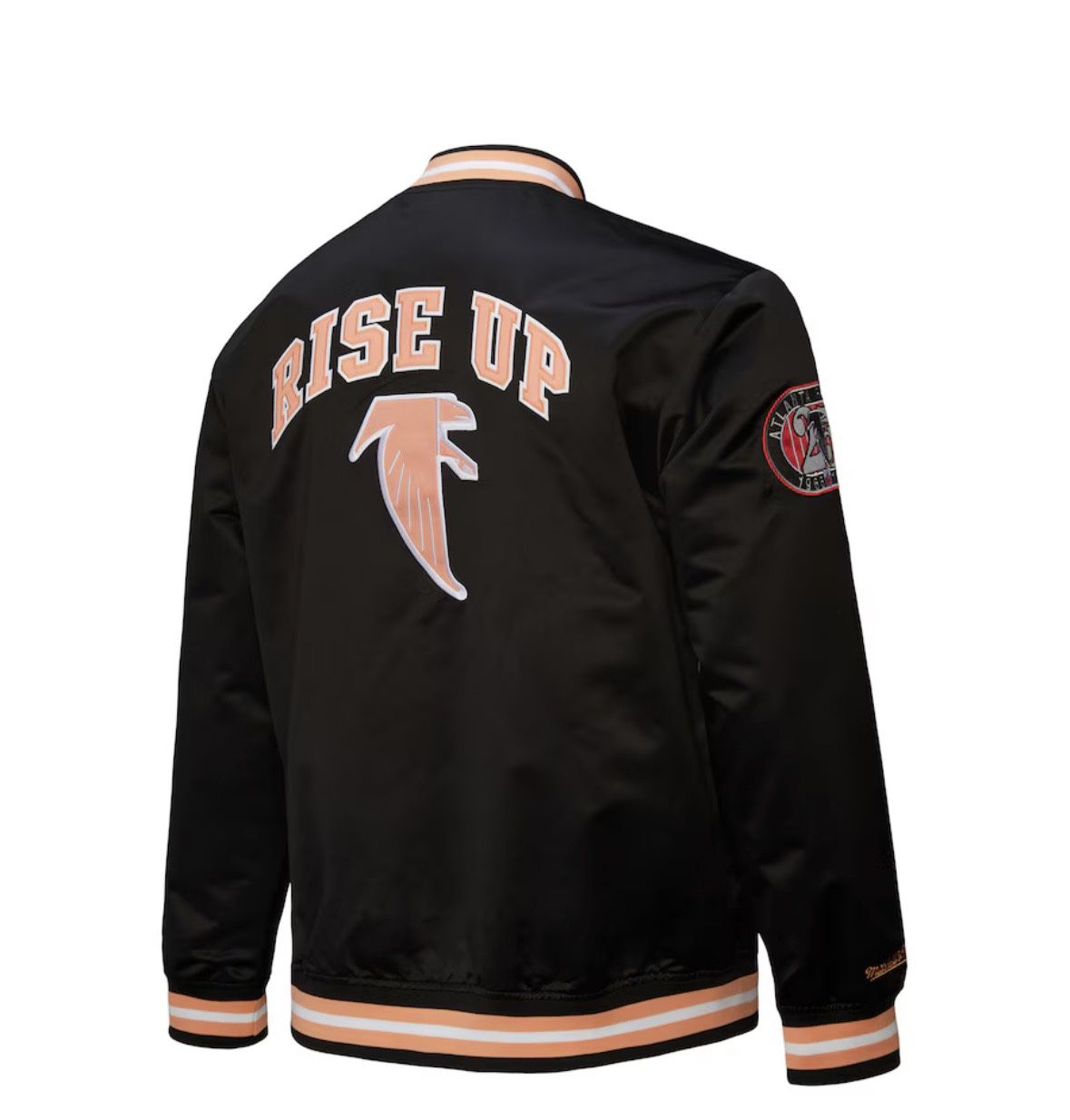 Men's Atlanta Falcons Mitchell & Ness Black Double Down Satin Full Snap Jacket