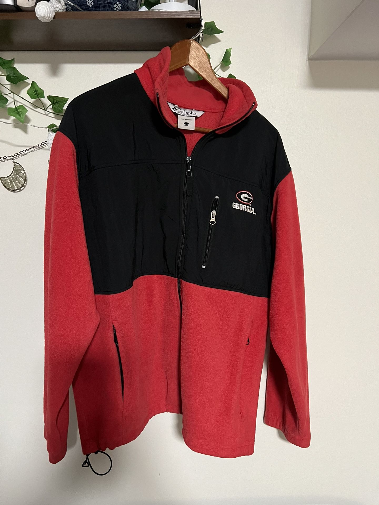 Georgia Bulldogs Columbia Fleece Full Zip Hoodie Jacket Mens Large Football