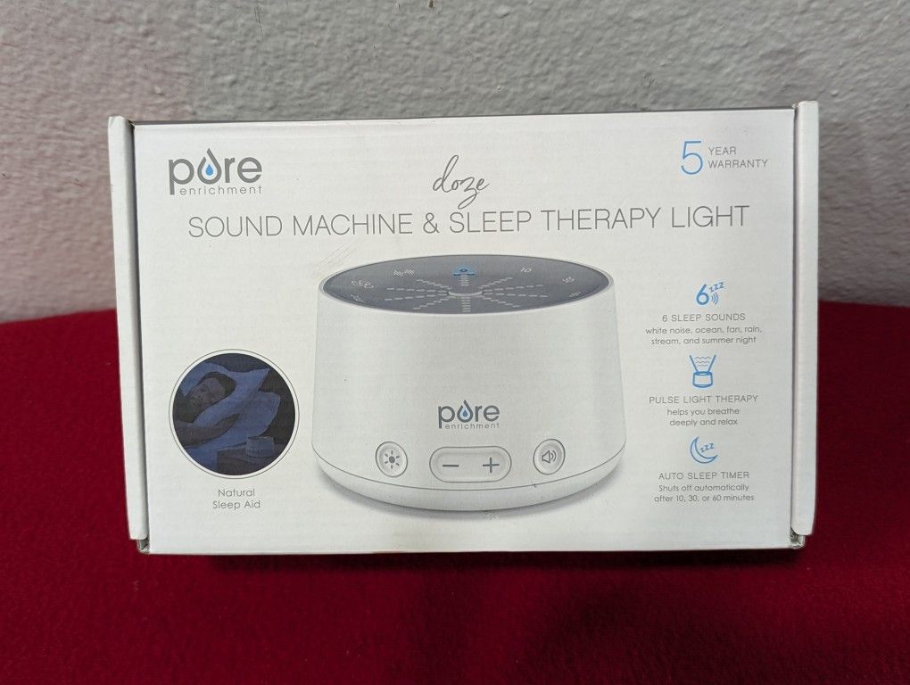 Pure Enrichment DOZE Sound Machine & Sleep Therapy Light - 6 Soothing Sounds, Relaxing + USB Charger