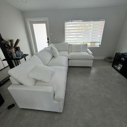 White Living Room Sectional Recliner