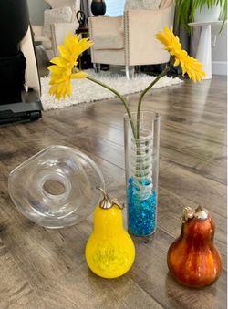 Home Decor Vases & Glass Blown Fruit Decor (Price is for ALL 4)