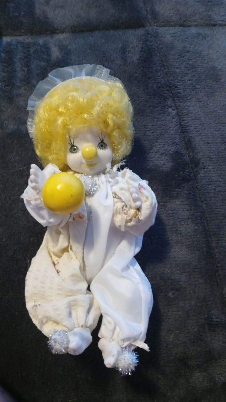 Adorable Vintage Porcelain Baby Clown Doll