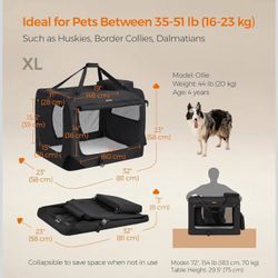 Feandrea Dog Soft Crate Collapsible Pet Carrier XL Portable - Black