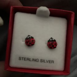 sterling silver oadybug earrings