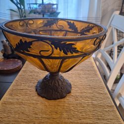 Vintage Thick Crytsal Glass/cast Iron Base Beautiful/ Heavy Duty 