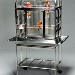 Indoor / Outdoor 39" x 29" x 67" #304 Stainless Steel Dometop Bird / Parrot Cage + Seed Catcher