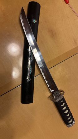 Fantasy Japanese Tanto Sword Replica Taiwan Stainless Dragon Shell Inlay Cosplay