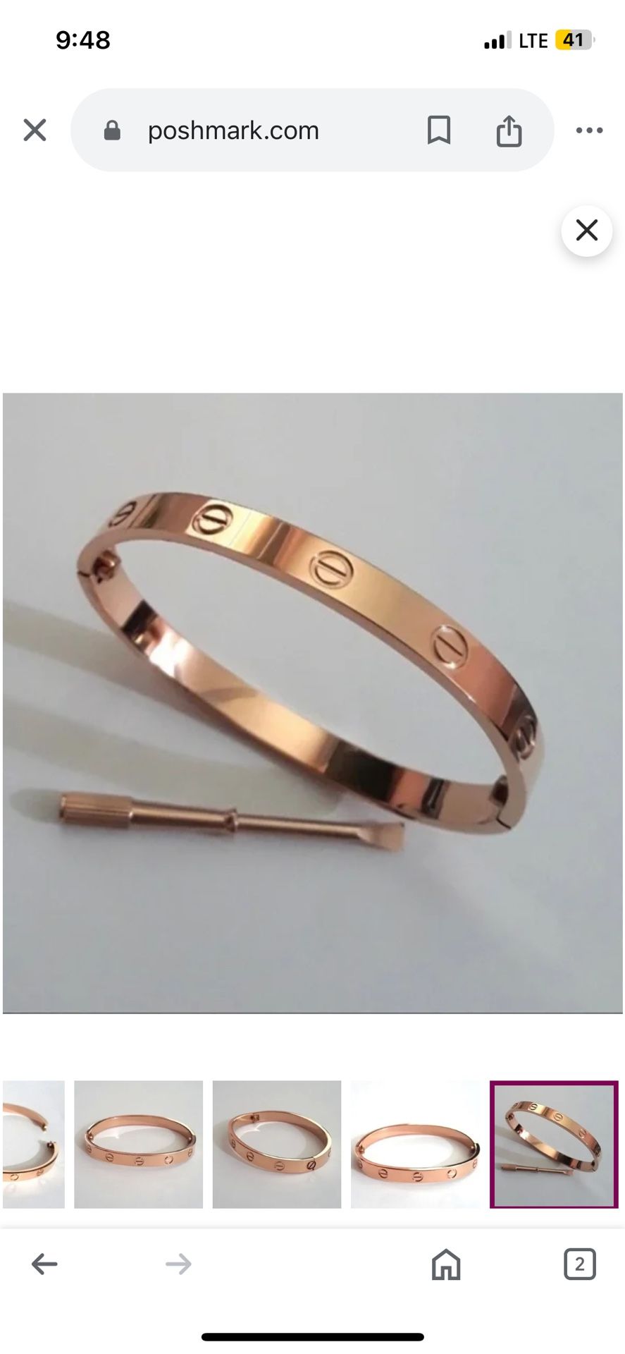 Rose Gold Screw Cuff Bangle Love Style Bracelet