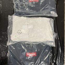 Supreme Maison Margiela Box Logo zip up hoodie navy white tee shirt hat jacket bag sb s m l sweatshirt sweatpants MM6 split